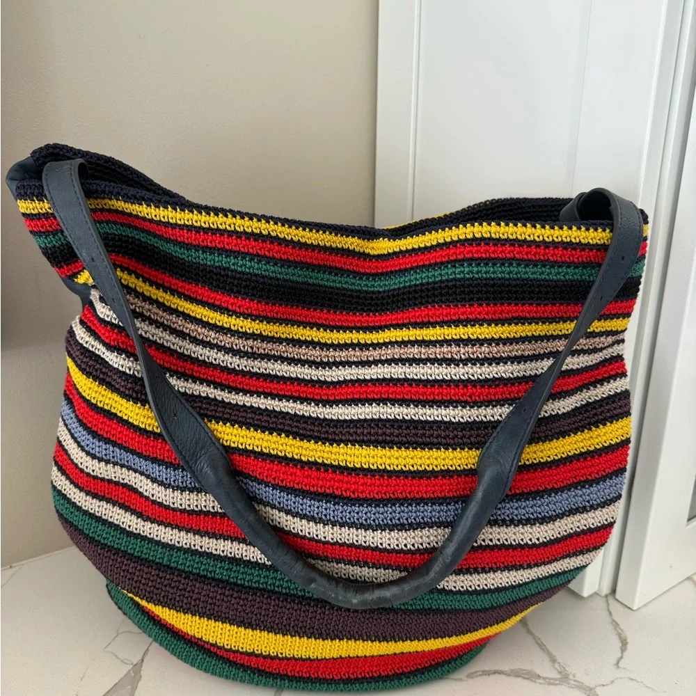 The Sak, Striped Multicolor Knit Shoulder tote Bag